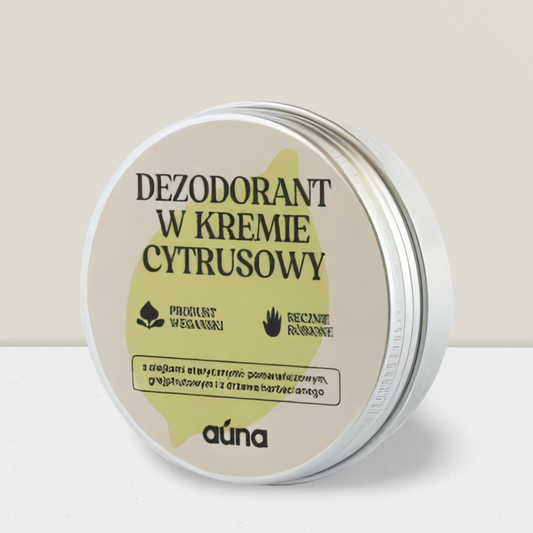 Auna Vegan - Dezodorant w kremie Cytrusowy - 60 ml z olejkiem grejpfrutowym i pomarańczowym - Data - 06/24
