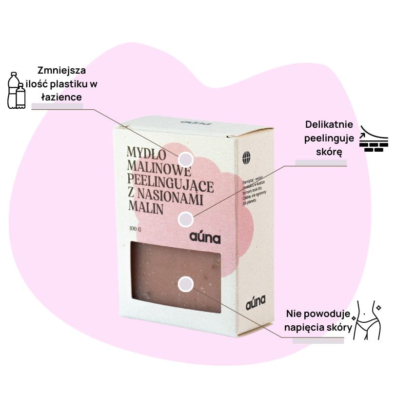 Auna Vegan - Mydło Malinowe - Vegan - 100g- Krótka Data - 30.06.2025