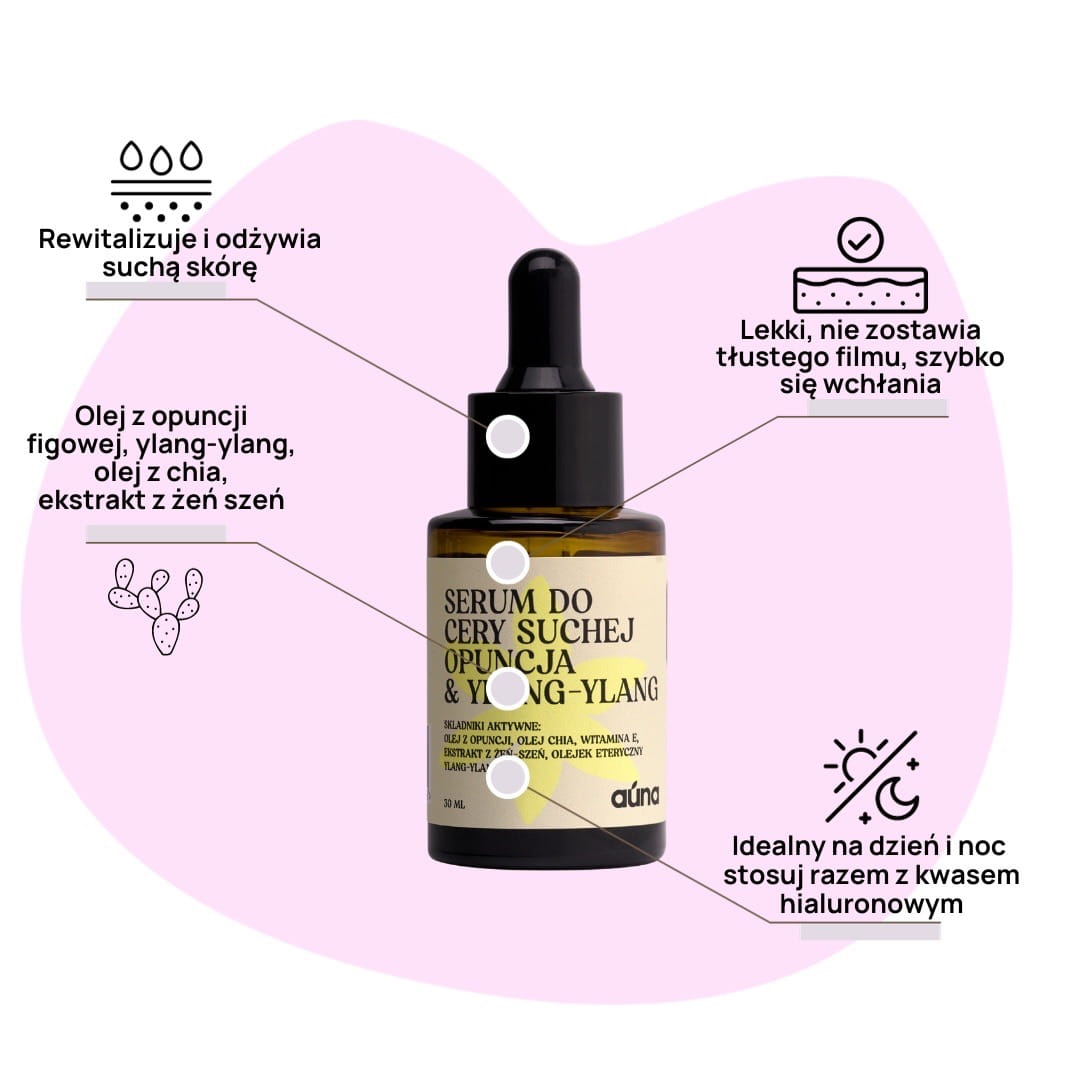 Auna Vegan - Serum do Cery Suchej Opuncja & Ylang Ylang - 30ml