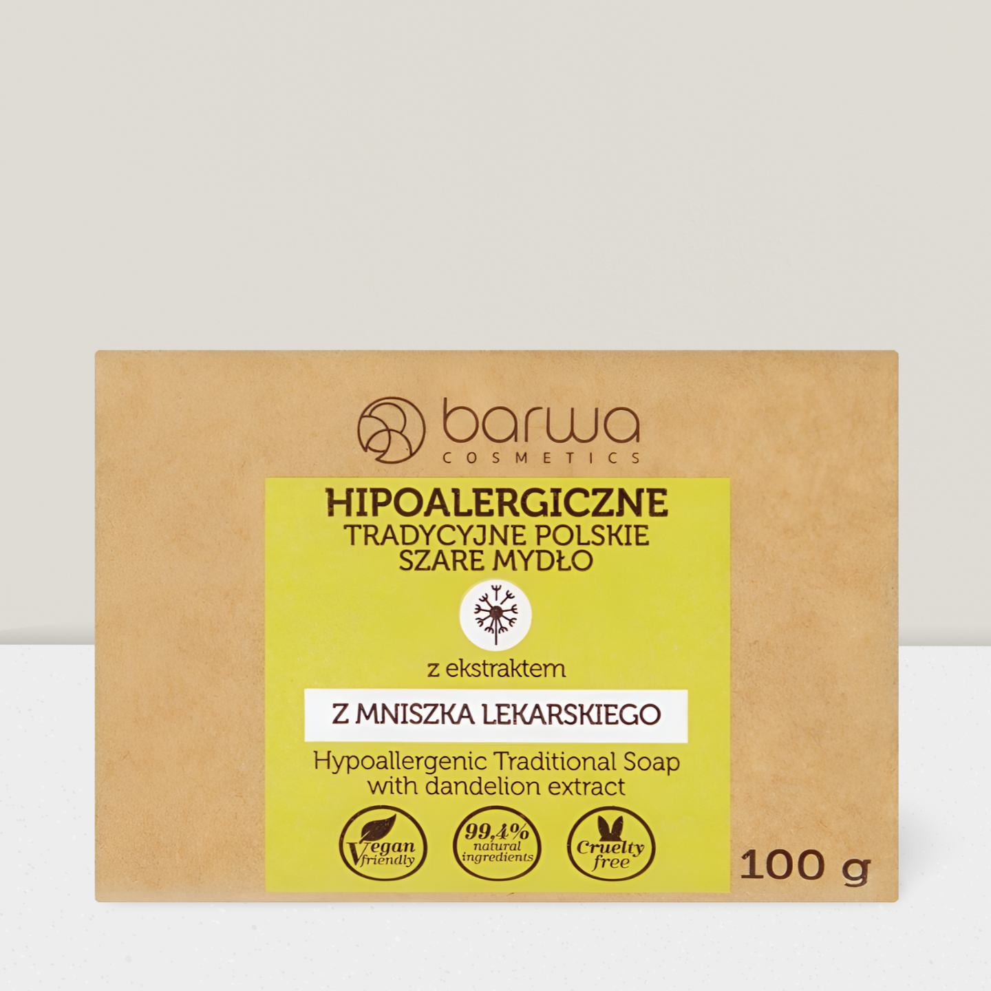 Barwa Hipoalergiczne - Tradycyjne Polskie Szare Mydło z Ekstraktem z Mniszka Lekarskiego - 100g