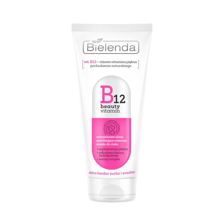 Bielenda B12 Beauty Vitamin - Witaminowe Silnie Nawilżające Mleczne Masło do Ciała - 200ml