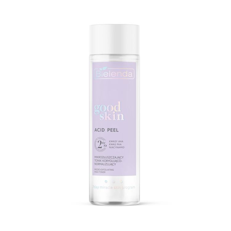 Bielenda Good Skin Acid Peel - Mikrozłuszczający Tonik Korygująco - Normalizujący z Kwasami AHA PHA - 200ml