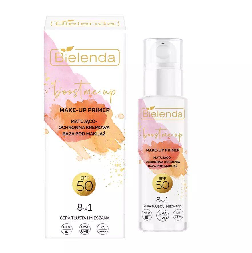 Bielenda Boost Me Up Matująco - Ochronna Kremowa Baza pod Makijaż 8w1 SPF50 - The Straight From Nature