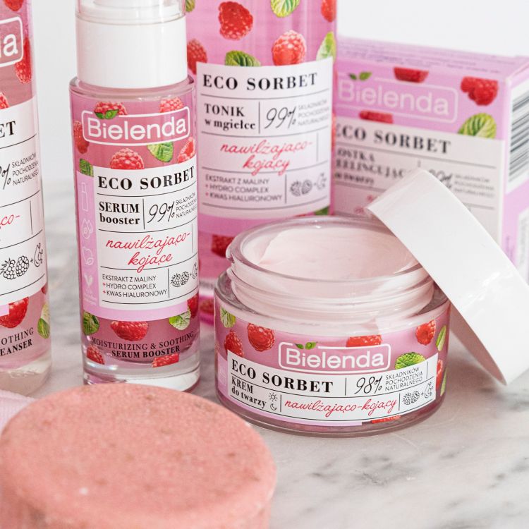 Bielenda Eco Sorbet Malina - Silnie Nawilżające i Kojące Serum Booster - 30ml
