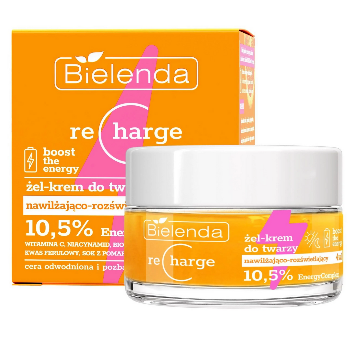 Bielenda Recharge Boost the Energy Nawilżająco Rozświetlający Żel - Krem do Twarzy 4w1