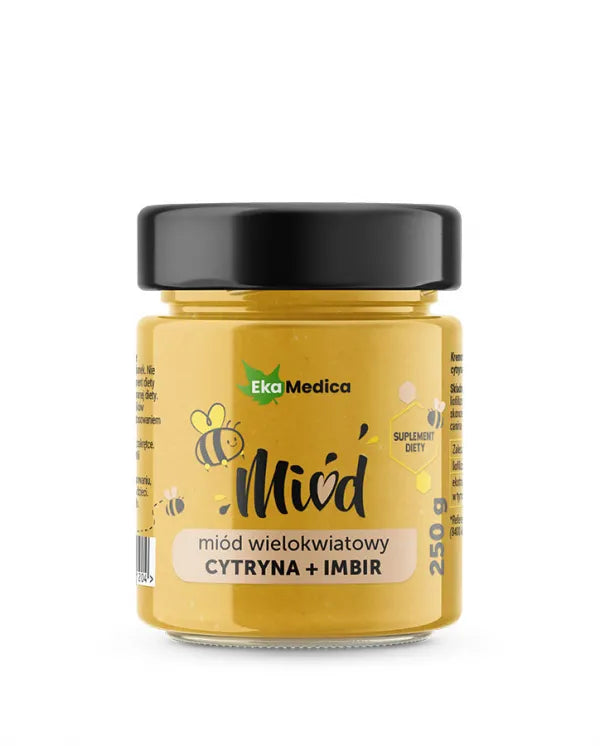 EkaMedica - Miód Wielokwiatowy z Cytryną, Imbirem i Naturalną Witaminą C - 250g