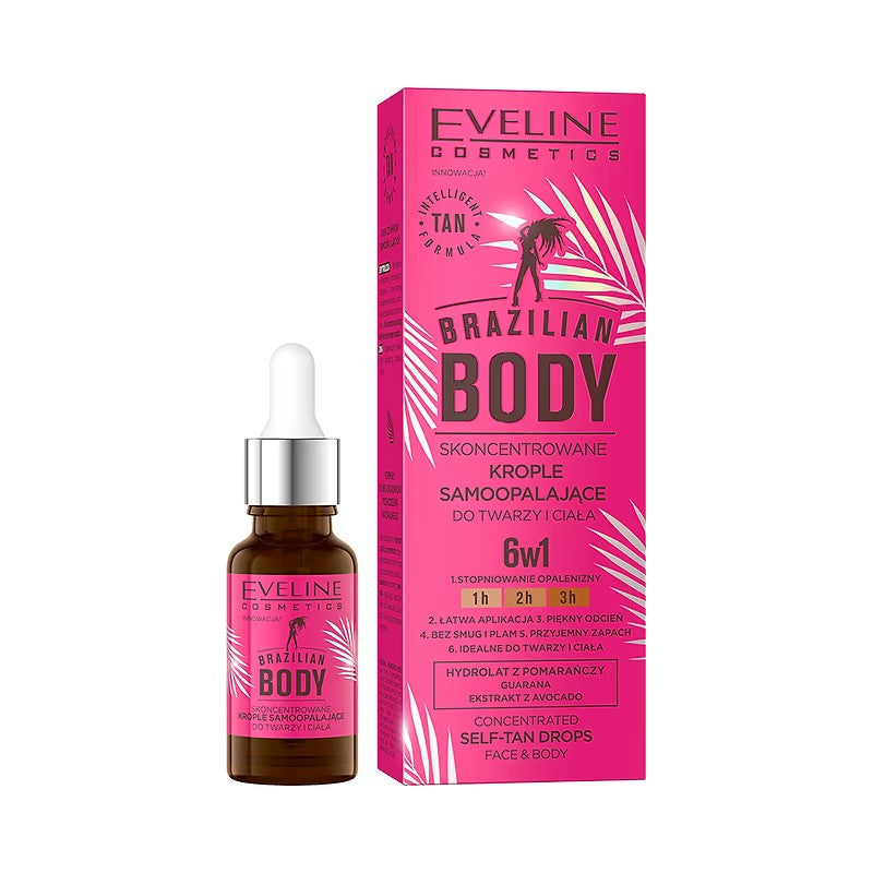 Eveline Brazilian Body Skoncentrowane Krople Samoopalające do Twarzy i Ciała
