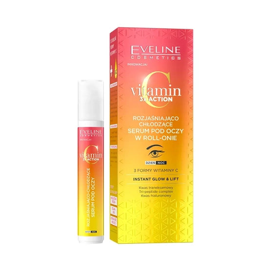Eveline Witamina C 3x Action - Rozjaśniająco - Chłodzące Serum pod Oczy w Roll-Onie - 15ml