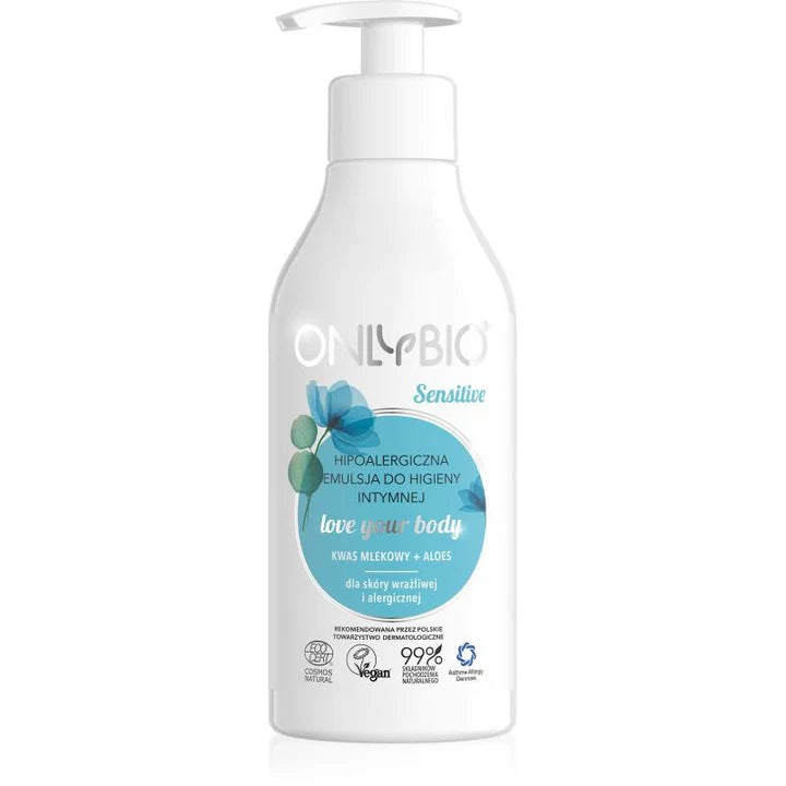 OnlyBio Sensitive - Hipoalergiczna Emulsja do Higieny Intymnej z Kwasem Mlekowym i Aloesem - 250ml