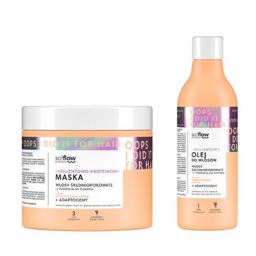 So!Flow - Maska do Włosów z Tendencją do Puszenia + Emolientowy Olej - Zestaw