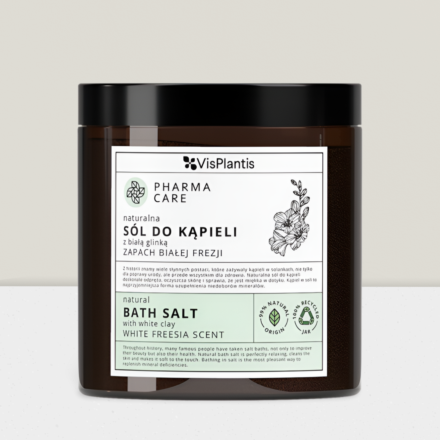 Vis Plantis Pharma Care - Naturalna Sól do Kąpieli z Białą Glinką - Zapach Białej Frezji - 800g