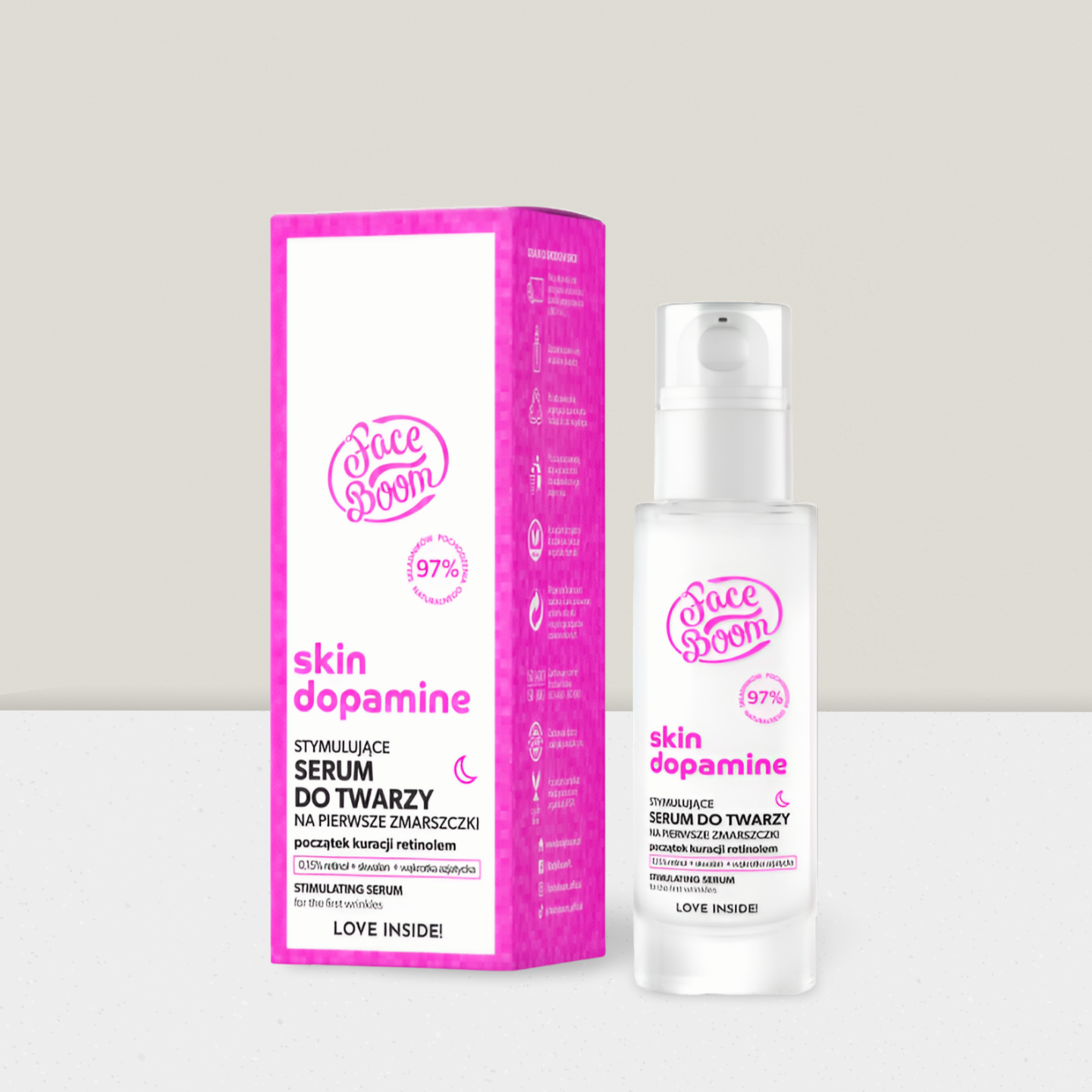 FaceBoom Skin Dopamine - Stymulujące Serum do Twarzy z Retinolem 0.15% - 250g