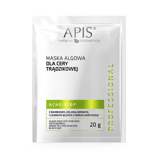 Apis Professional - Acne Stop Maska Algowa z Bambusem, Zieloną Herbatą i Czarnym Błotem z Morza Martwego - 20g