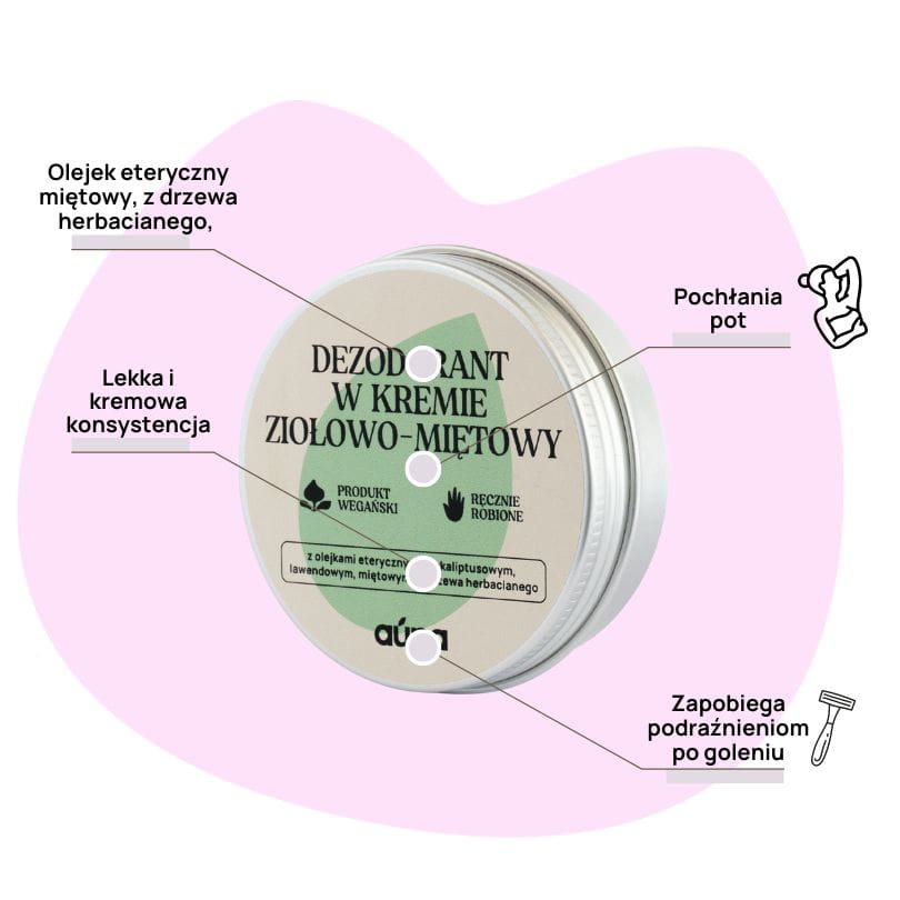 Auna Vegan - Dezodorant w Kremie Miętowy o Świeżym Zapachu - 60ml - Data - 07/24