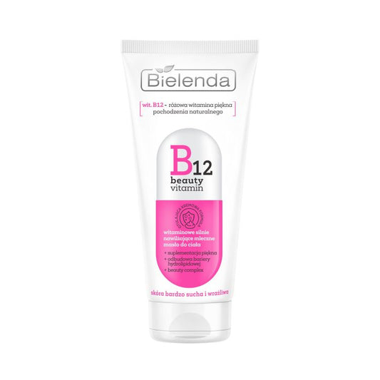 Bielenda B12 Beauty Vitamin - Witaminowe Silnie Nawilżające Mleczne Masło do Ciała - 200ml