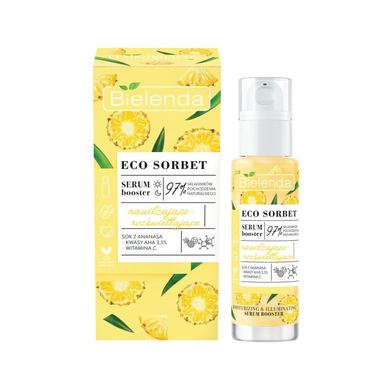 Bielenda Eco Sorbet - Ananas Nawilżające i Rozświetlające Serum Booster - 30ml