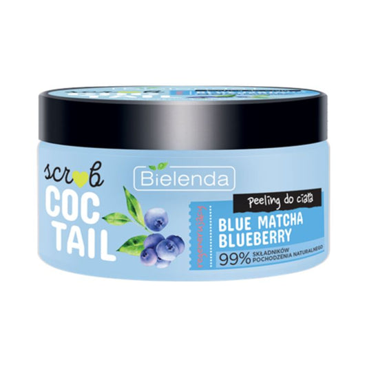Bielenda Scrub Cocktail Regenerujący Peeling do Ciała Blue Matcha & Blueberry – naturalny, wegański peeling wygładzający skórę.