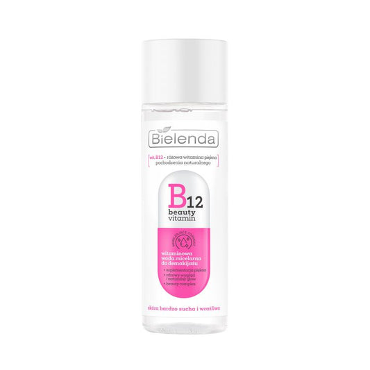 Bielenda B12 Beauty Vitamin – witaminowa woda micelarna do demakijażu twarzy, oczu i ust z witaminą B12, biotyną, kolagenem i prowitaminą D3