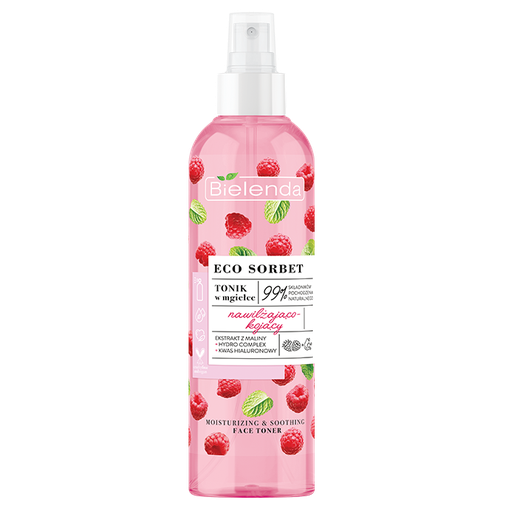 Bielenda Eco Sorbet Malina Nawilżający i Kojący Tonik w Mgiełce do Twarzy 