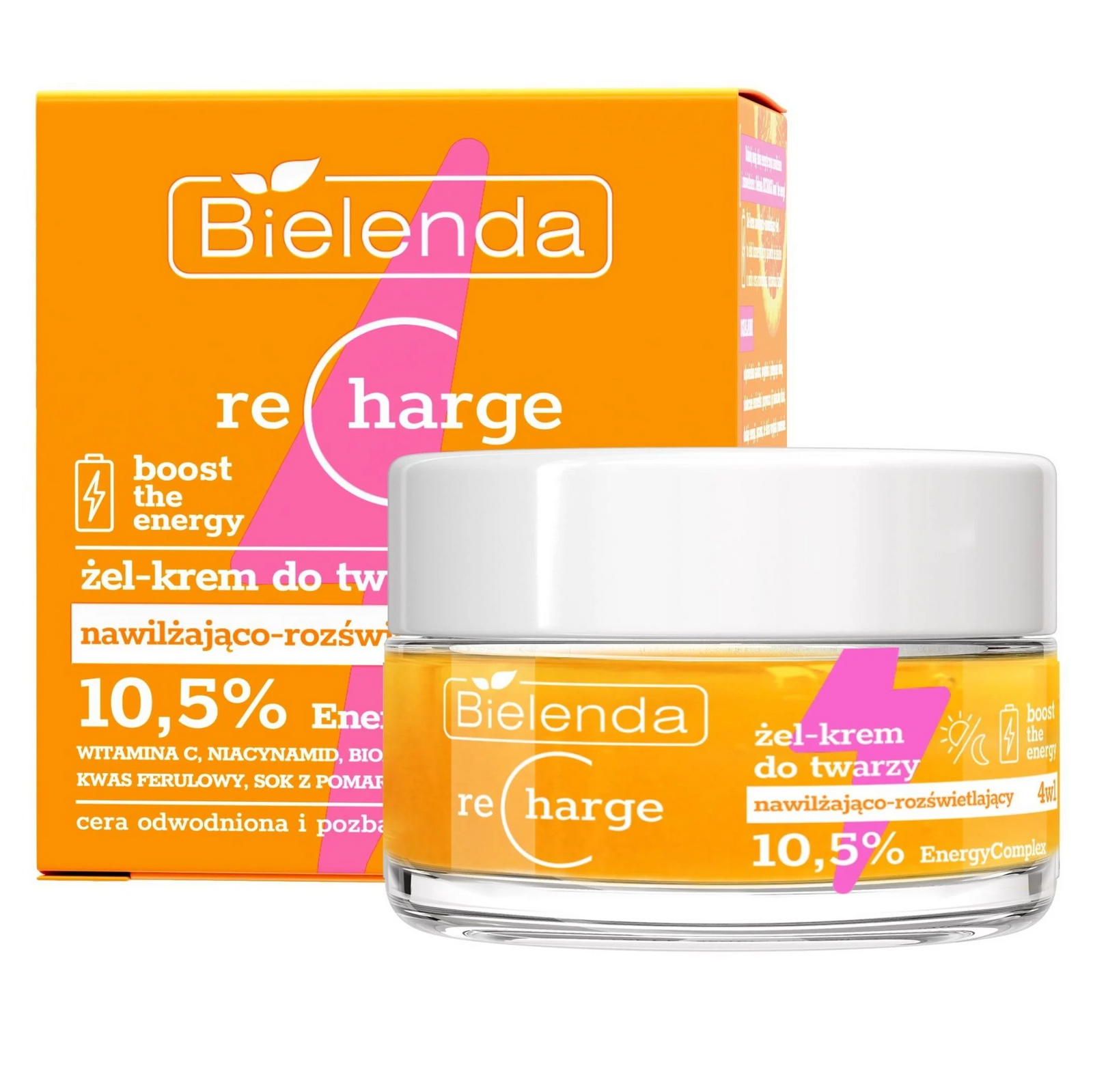 Bielenda Recharge Boost the Energy Nawilżająco Rozświetlający Żel - Krem do Twarzy 4w1 