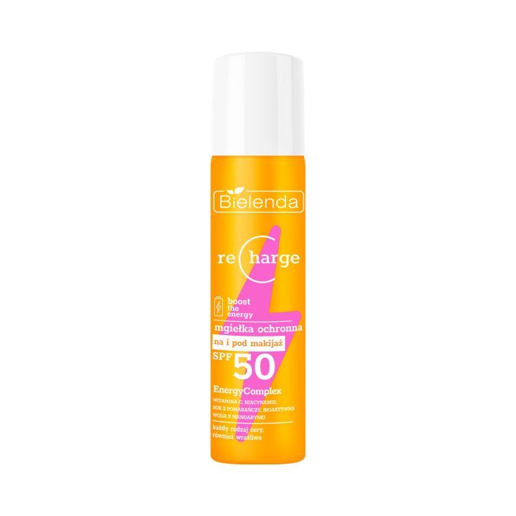 Bielenda Recharge Boost the Energy - UVA i UVB Delikatna Mgiełka Ochronna SPF 50 - 75ml