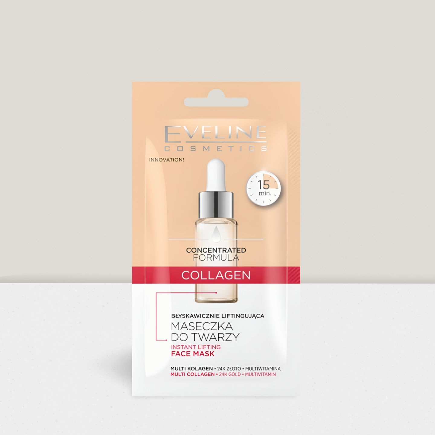 Eveline Concentrated Formula Collagen - Błyskawicznie Liftingująca Maseczka do Twarzy - 8ml