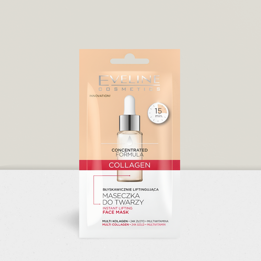 Eveline Concentrated Formula Collagen - Błyskawicznie Liftingująca Maseczka do Twarzy - 8ml