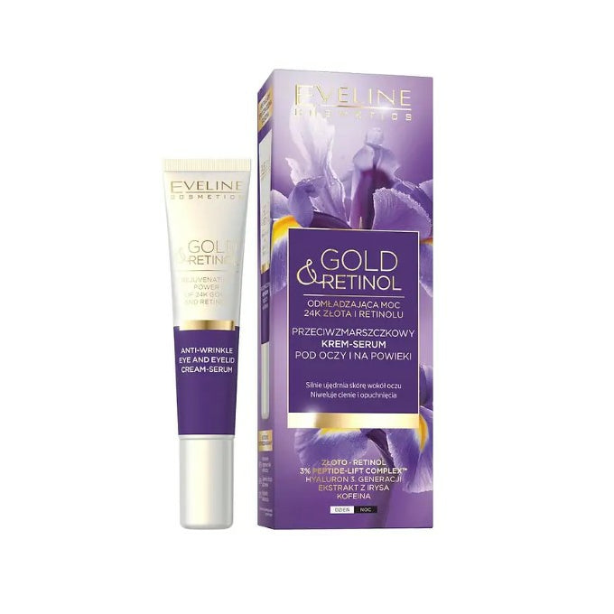 Eveline Gold & Retinol - Przeciwzmarszczkowy Krem Serum pod Oczy i na Powieki - 20ml