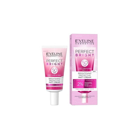 Eveline Perfect Bright - Rozjaśniający Krem Ochronny Matowy z Filtrem SPF50 - 30ml