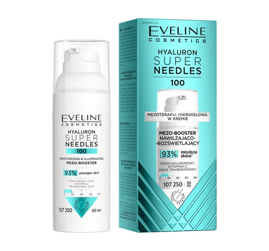 Eveline Super Needles Hyaluron 100 Nawilżająco-Rozświetlający Mezo-Booster
