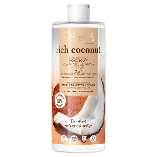Eveline Rich Coconut - Kokosowy Nawilżający Płyn Micelarny i Tonik - 500ml