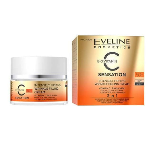 Eveline Vitamin C Sensation Intensywnie Ujędrniający Krem Wypełniający Zmarszczki 50+ 