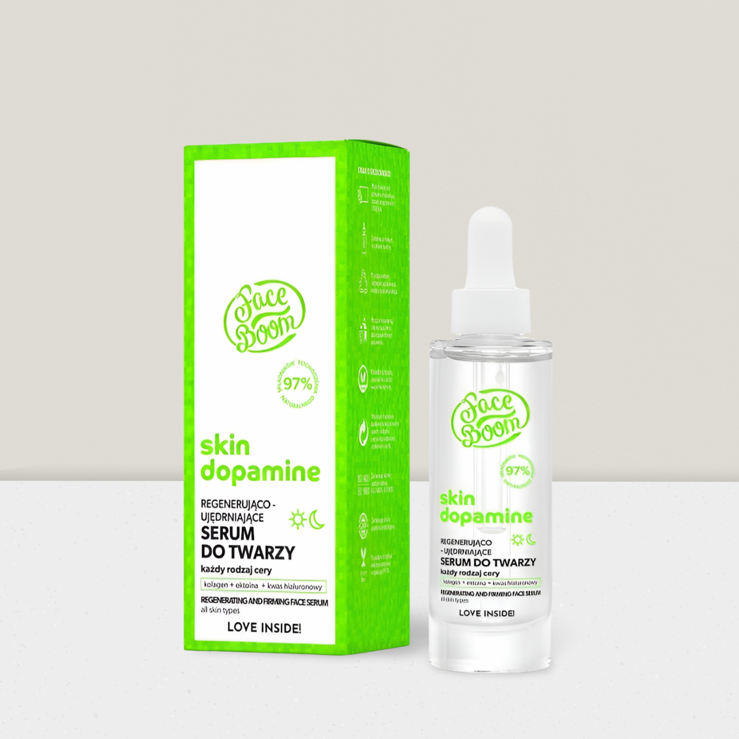 FaceBoom Skin Dopamine - Regenerująco Ujędrniające Serum do Twarzy dla Każdego Rodzaju Skóry - 30ml