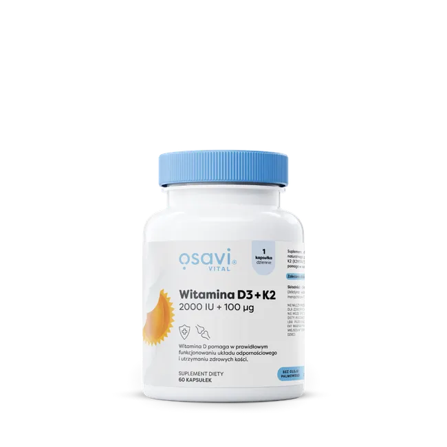 Osavi - Vitamin D3 + K2 2000IU + 100mcg - 60 Kapsułek