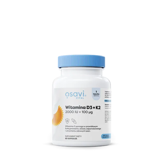 Osavi - Vitamin D3 + K2 2000IU + 100mcg - 60 Kapsułek