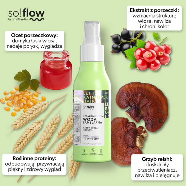So!Flow Bezalkoholowa Woda Lamelarna dla każdego Rodzaju Włosów 